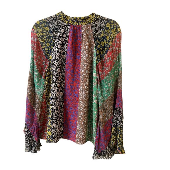 Alice + Olivia Prija wide sleeve blouse floral print sz large - Picture 3 of 5